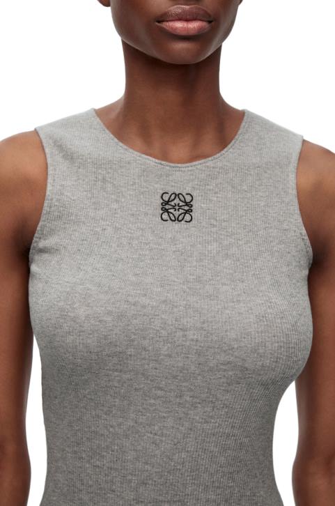 Loewe Anagram tank dress in cotton 688V1090 Women Grey Melange