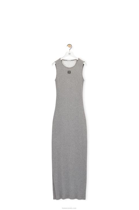 Loewe Anagram tank dress in cotton 688V1090 Women Grey Melange