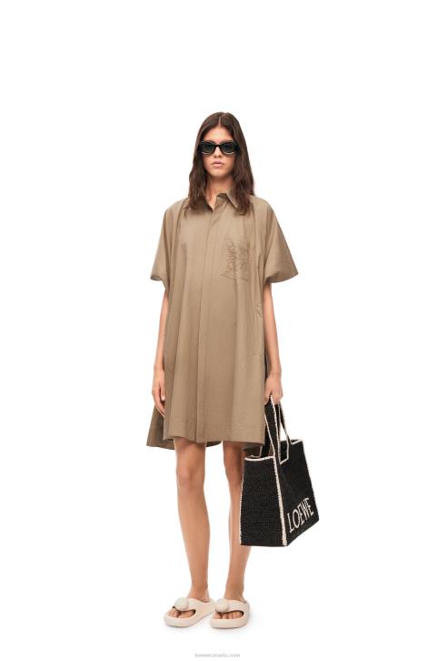 Loewe Anagram tunic dress in cotton 688V1050 Women Taos Taupe