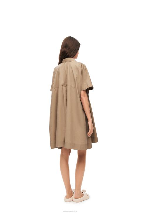 Loewe Anagram tunic dress in cotton 688V1050 Women Taos Taupe