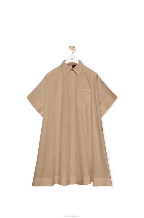 Loewe Anagram tunic dress in cotton 688V1050 Women Taos Taupe