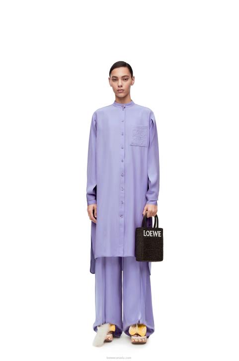 Loewe Anagram tunic dress in silk toile 688V1075 Women Lilac