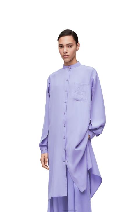 Loewe Anagram tunic dress in silk toile 688V1075 Women Lilac