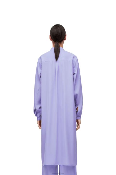Loewe Anagram tunic dress in silk toile 688V1075 Women Lilac