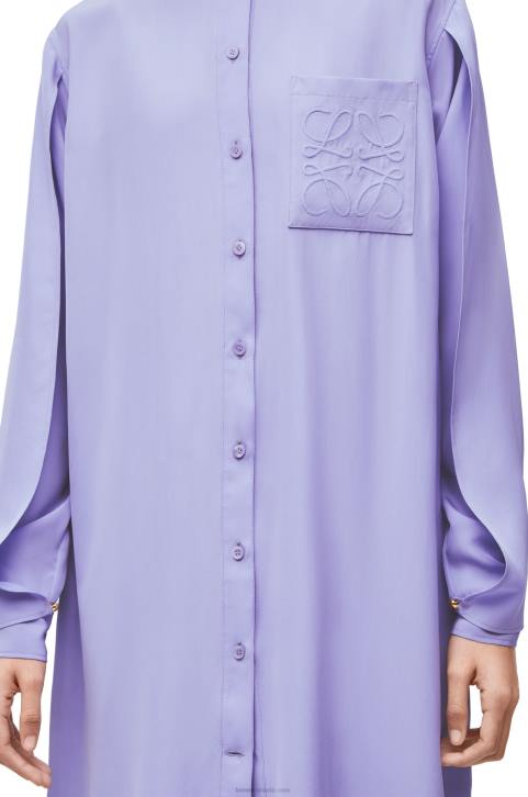 Loewe Anagram tunic dress in silk toile 688V1075 Women Lilac