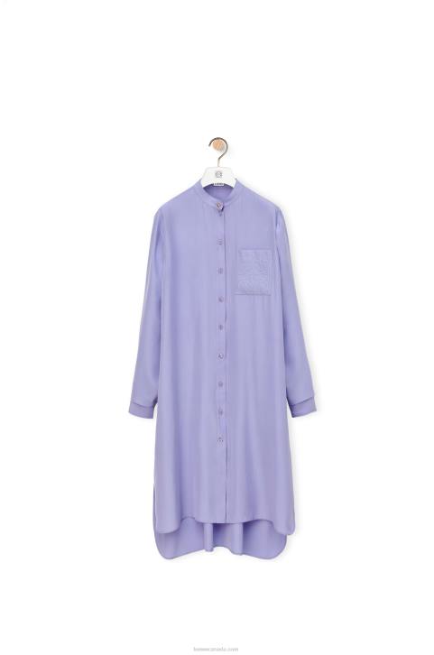 Loewe Anagram tunic dress in silk toile 688V1075 Women Lilac