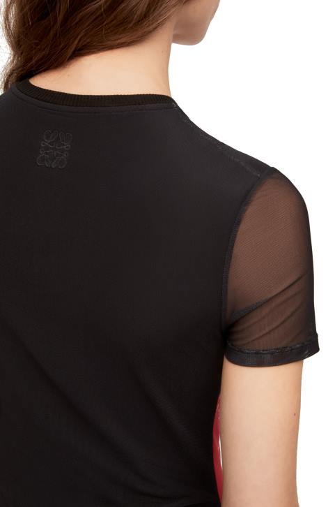 Loewe Anthurium dress in semi sheer mesh 688V1066 Women Black/Red