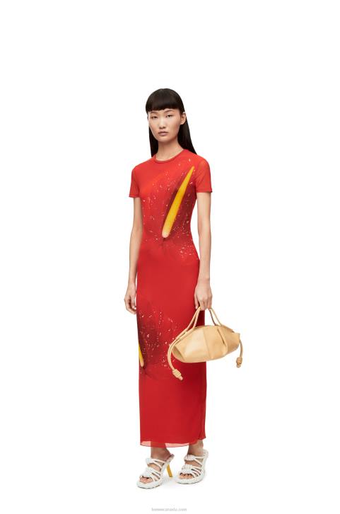 Loewe Anthurium dress in semi sheer mesh 688V1068 Women Red