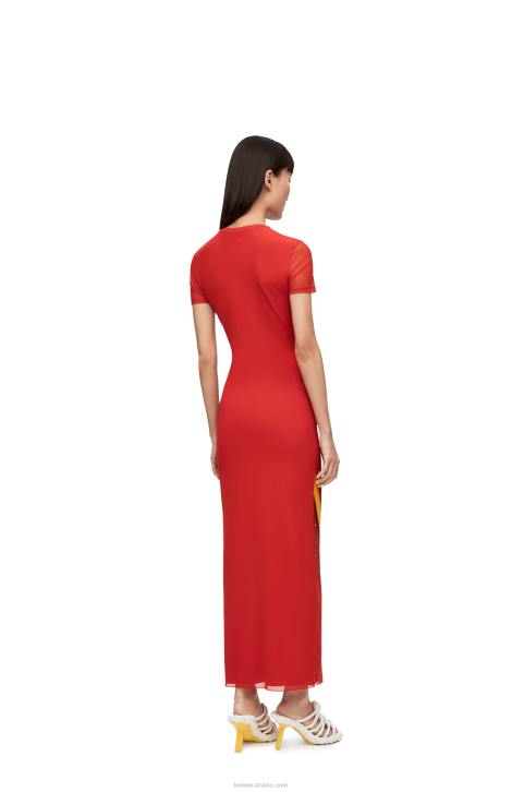 Loewe Anthurium dress in semi sheer mesh 688V1068 Women Red