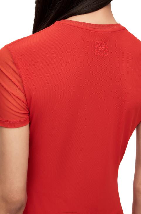 Loewe Anthurium dress in semi sheer mesh 688V1068 Women Red