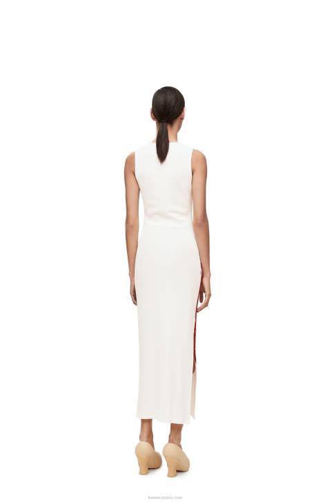 Loewe Anthurium tank dress in ribbed cotton jersey 688V1072 Women White/Red