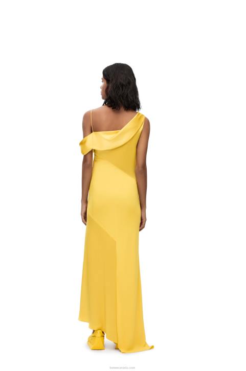 Loewe Asymmetric dress in satin and crepe 688V1097 Women Yellow