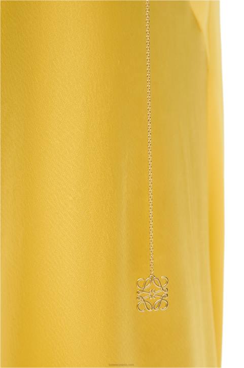 Loewe Asymmetric dress in satin and crepe 688V1097 Women Yellow