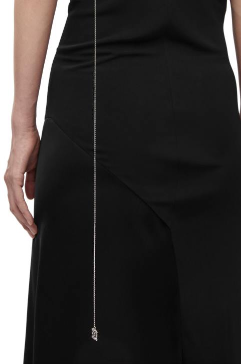 Loewe Asymmetric dress in satin and crepe 688V1098 Women Black