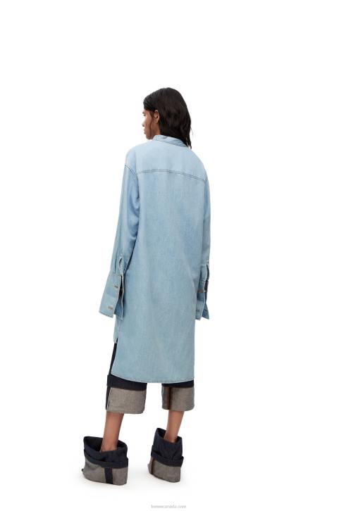 Loewe Asymmetric shirt dress in cotton blend denim 688V1094 Women Light Denim