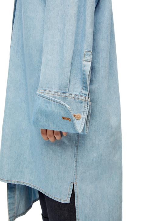 Loewe Asymmetric shirt dress in cotton blend denim 688V1094 Women Light Denim
