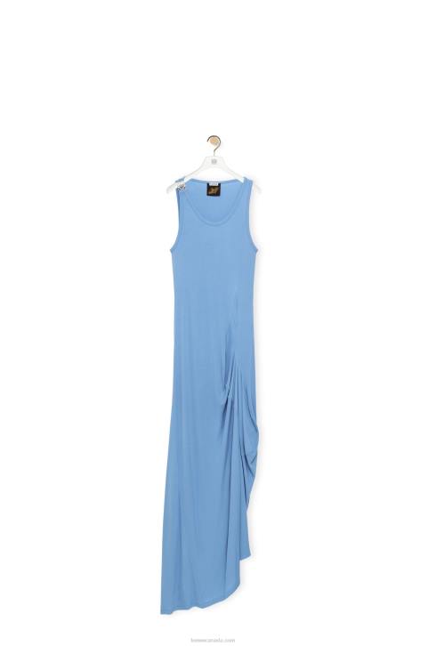 Loewe Asymmetric tank dress in viscose 688V1048 Women Sky Blue