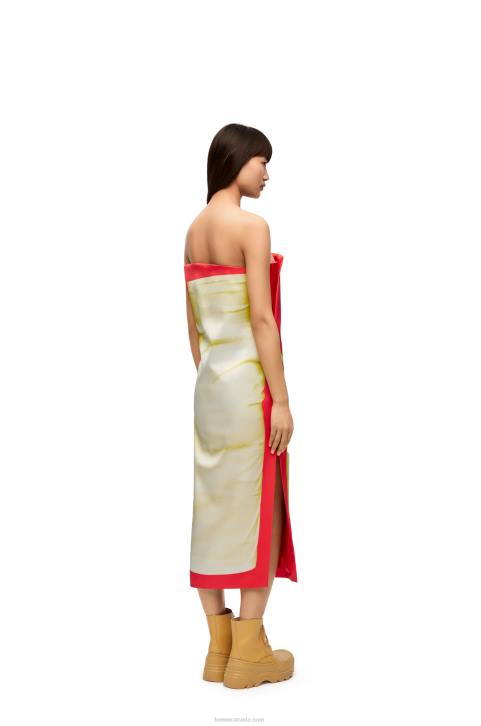Loewe Bustier dress in technical satin 688V1032 Women Yellow/Red