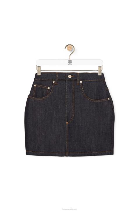 Loewe Curved mini skirt in denim 688V1184 Women Raw Denim
