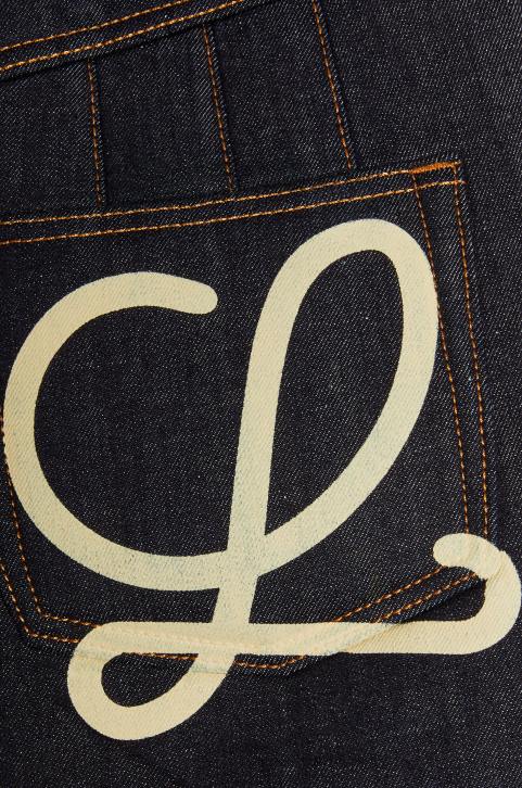 Loewe Curved mini skirt in denim 688V1184 Women Raw Denim