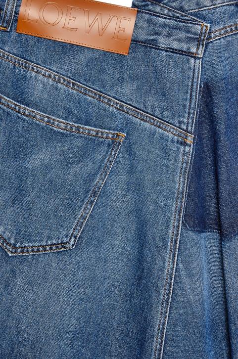 Loewe Deconstructed midi skirt in denim 688V1188 Women Sporty Blue