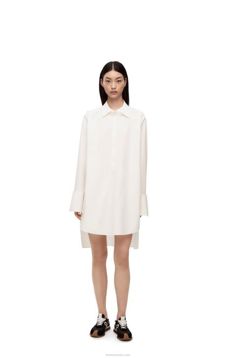 Loewe Deconstructed shirt dress in cotton 688V1095 Women Optic White