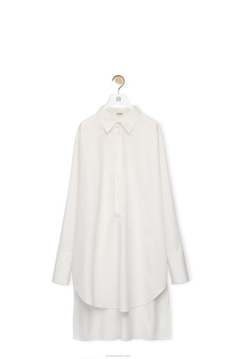 Loewe Deconstructed shirt dress in cotton 688V1095 Women Optic White