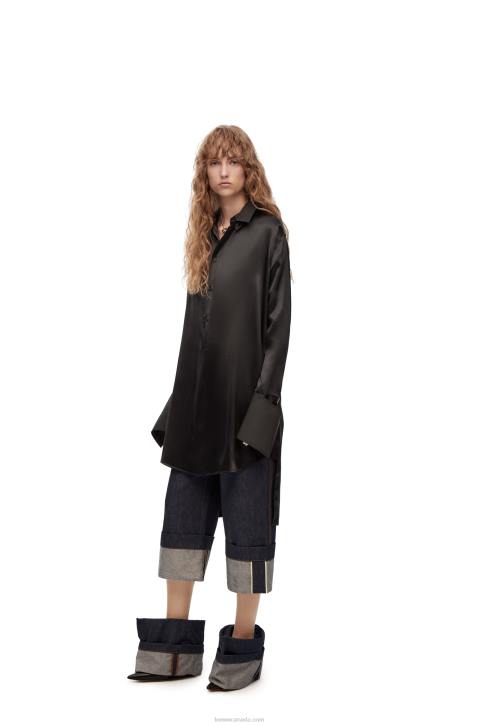 Loewe Deconstructed shirt dress in silk 688V1099 Women Black