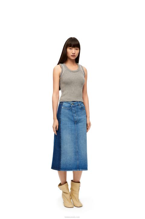 Loewe Deconstructed skirt in denim 688V1160 Women Denim Blue