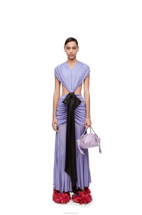 Loewe Draped bow dress in crepe jersey 688V1073 Women Lilac