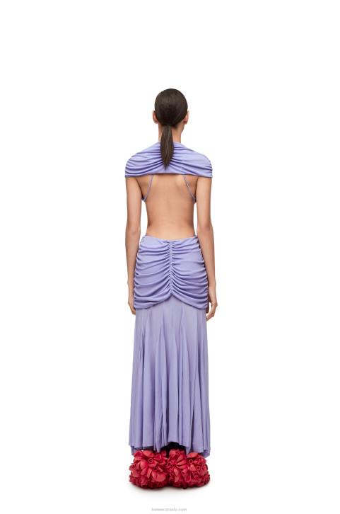 Loewe Draped bow dress in crepe jersey 688V1073 Women Lilac