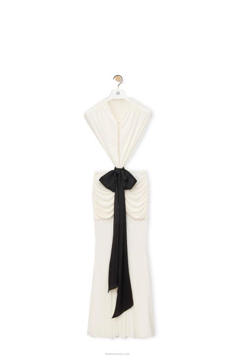 Loewe Draped bow dress in crepe jersey 688V1077 Women White