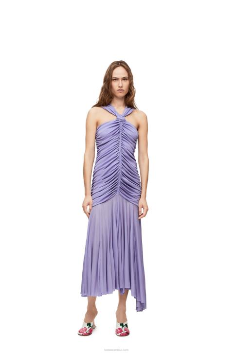 Loewe Draped long dress in crepe jersey 688V1069 Women Lilac