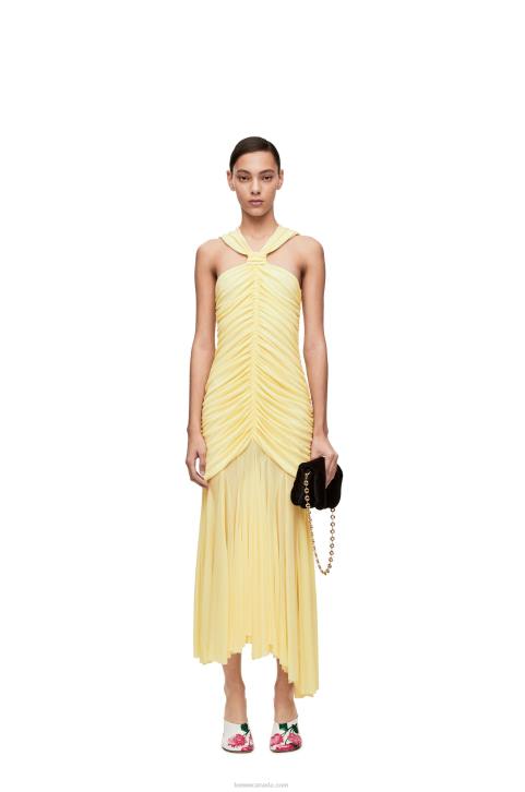 Loewe Draped long dress in crepe jersey 688V1076 Women Vanilla