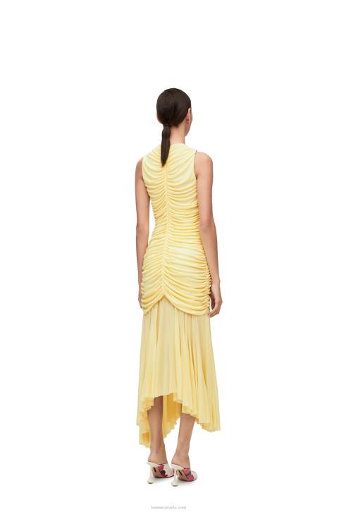 Loewe Draped long dress in crepe jersey 688V1076 Women Vanilla