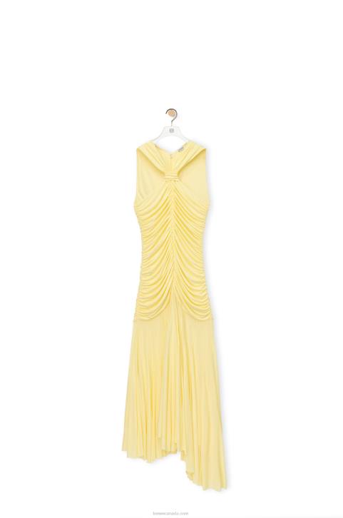 Loewe Draped long dress in crepe jersey 688V1076 Women Vanilla