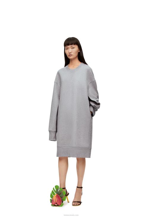 Loewe Elongated sweatshirt dress in cotton fleece 688V1084 Women Ash