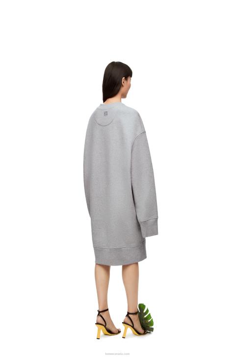 Loewe Elongated sweatshirt dress in cotton fleece 688V1084 Women Ash