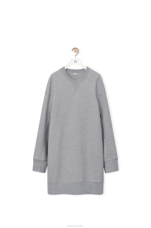 Loewe Elongated sweatshirt dress in cotton fleece 688V1084 Women Ash