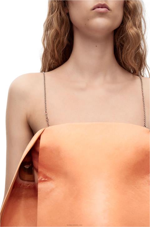 Loewe Face print strappy dress in technical duchesse satin 688V1089 Women Yellow/Multicolour
