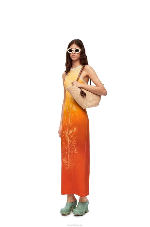 Loewe Fennel tank dress in cotton 688V1041 Women Yellow/Orange