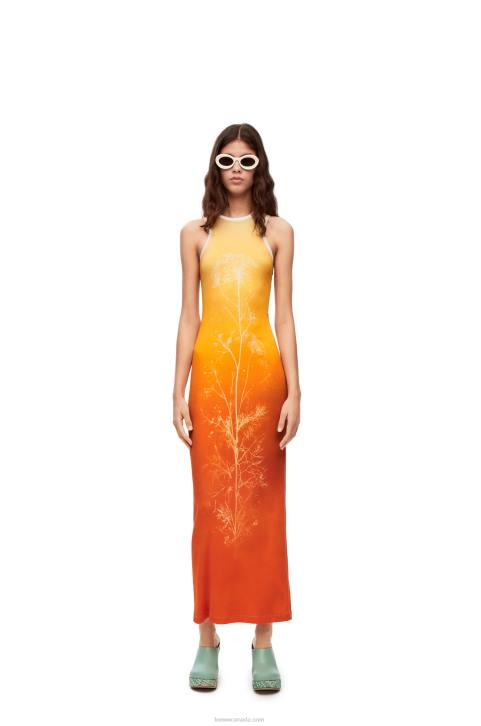 Loewe Fennel tank dress in cotton 688V1041 Women Yellow/Orange