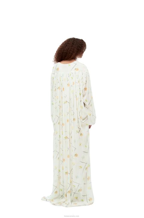 Loewe Flower maxi dress in viscose and silk 688V1055 Women White/Multicolor