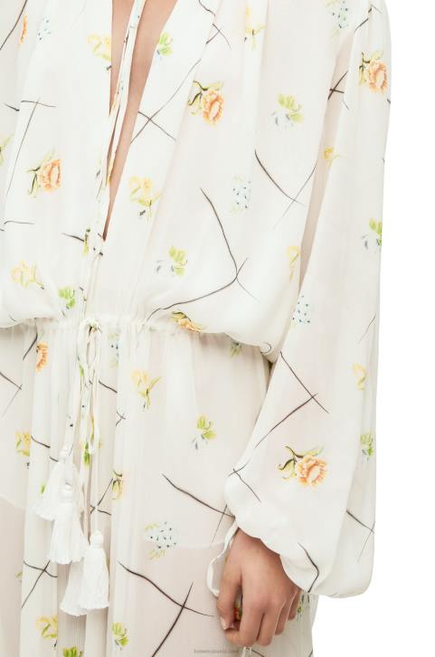 Loewe Flower maxi dress in viscose and silk 688V1055 Women White/Multicolor