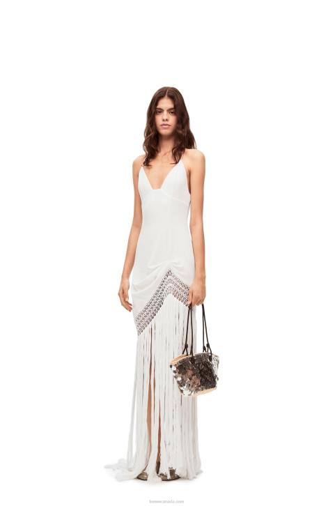 Loewe Fringe dress in cotton 688V1051 Women White