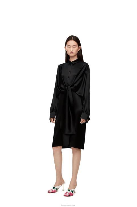 Loewe Knot dress in crepe satin 688V1074 Women Black