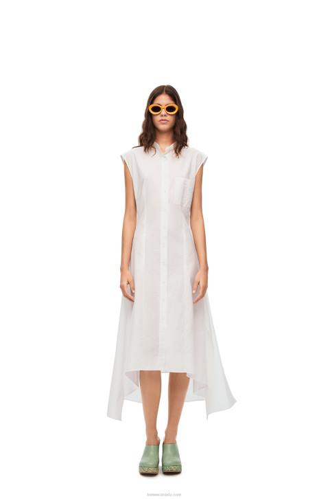 Loewe Knot shirt dress in cotton 688V1049 Women Optic White