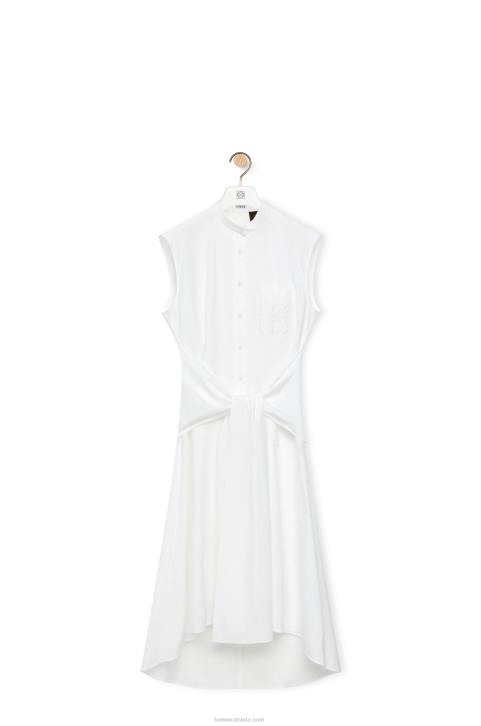 Loewe Knot shirt dress in cotton 688V1049 Women Optic White