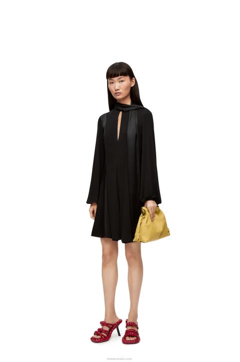 Loewe Lavalliere dress in crepe jersey and crepe satin 688V1062 Women Black