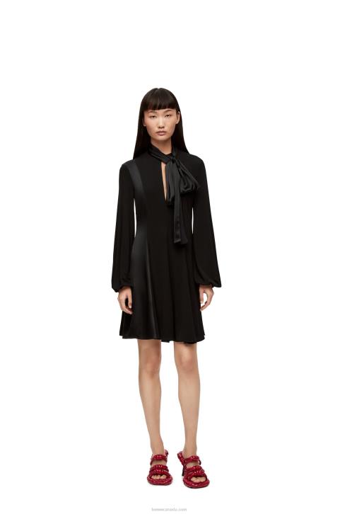 Loewe Lavalliere dress in crepe jersey and crepe satin 688V1062 Women Black